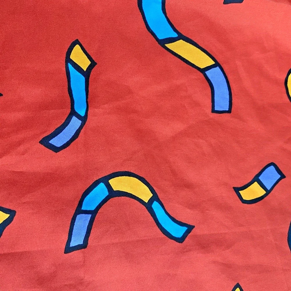 Silky Red Scarf Colorful Noodle Ribbons Blue Blue Purple Orange Modern Art